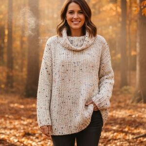 Jessica Simson Cowl Neck Knitted Confetti Sweater S